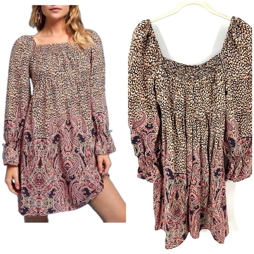 Anthropologie Maeve Milou Dress Womens XS Boho Milkmaid Indie Festival Paisley